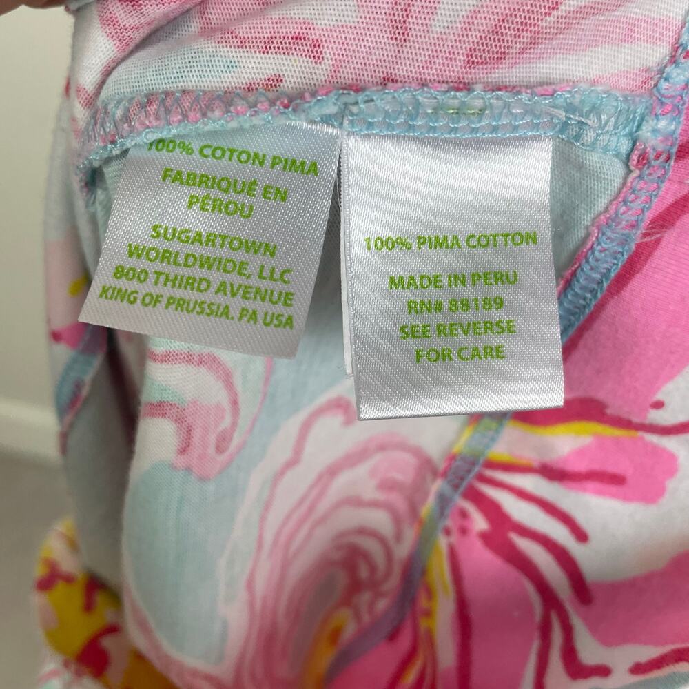 Lilly Pulitzer Blue Pink Floral Long Sleeve Knit Dress Style 20759 Large - Picture 7 of 8